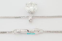 Leo Round Brilliant Diamond Solitaire Pendant Necklace 1.10 ct 14K White Gold