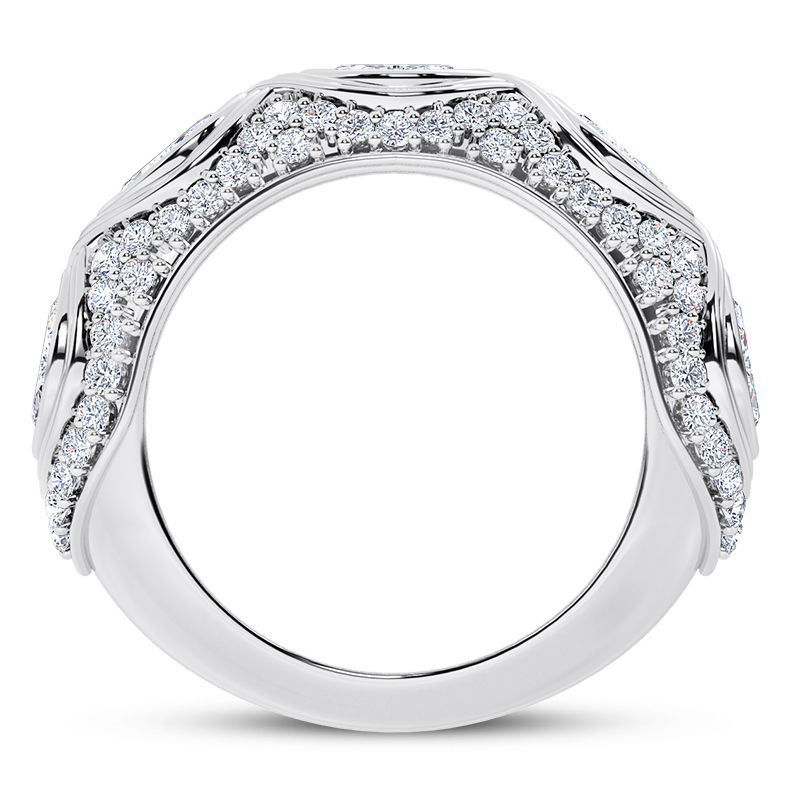 Thumbnail: Ladies 14KT White Gold Platinum Diamond Wedding Band WB5433-4x2-MQ