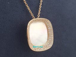 Roberto Coin Carnaby Street Diamond MOP Necklace 18K Rose Gold 0.3 ct 16-18"