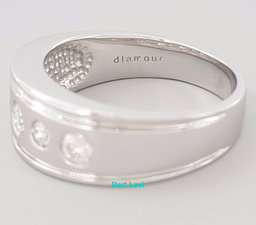 Diamour 0.75 ct 14K White Gold 5 Stone Round Cut Diamond Wedding Ring 9 mm 11.5g