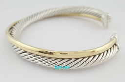David Yurman Crossover Two Row Cuff Bracelet 18k Gold Silver 37 Grams 6.5"