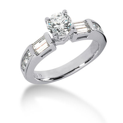 Ladies 14KT White Gold Platinum Fancy Engagement Set ENS382-A