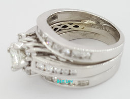 Princess Brilliant Cut Diamond Engagement Ring 2 Wedding Band Set 1.5 ct 14K