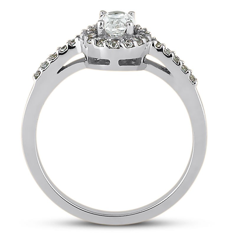 Thumbnail: Ladies 14KT White Gold Platinum Oval Cut Diamond Halo Engagement Ring ENR8803