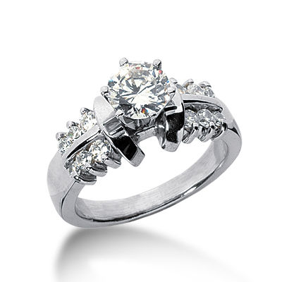 Ladies 14KT White Gold Platinum Fancy Engagement Ring ENR2192