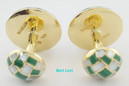 Vintage Tiffany & Co Malachite & MOP Cufflinks 18k Yellow Gold 14.2 Grams