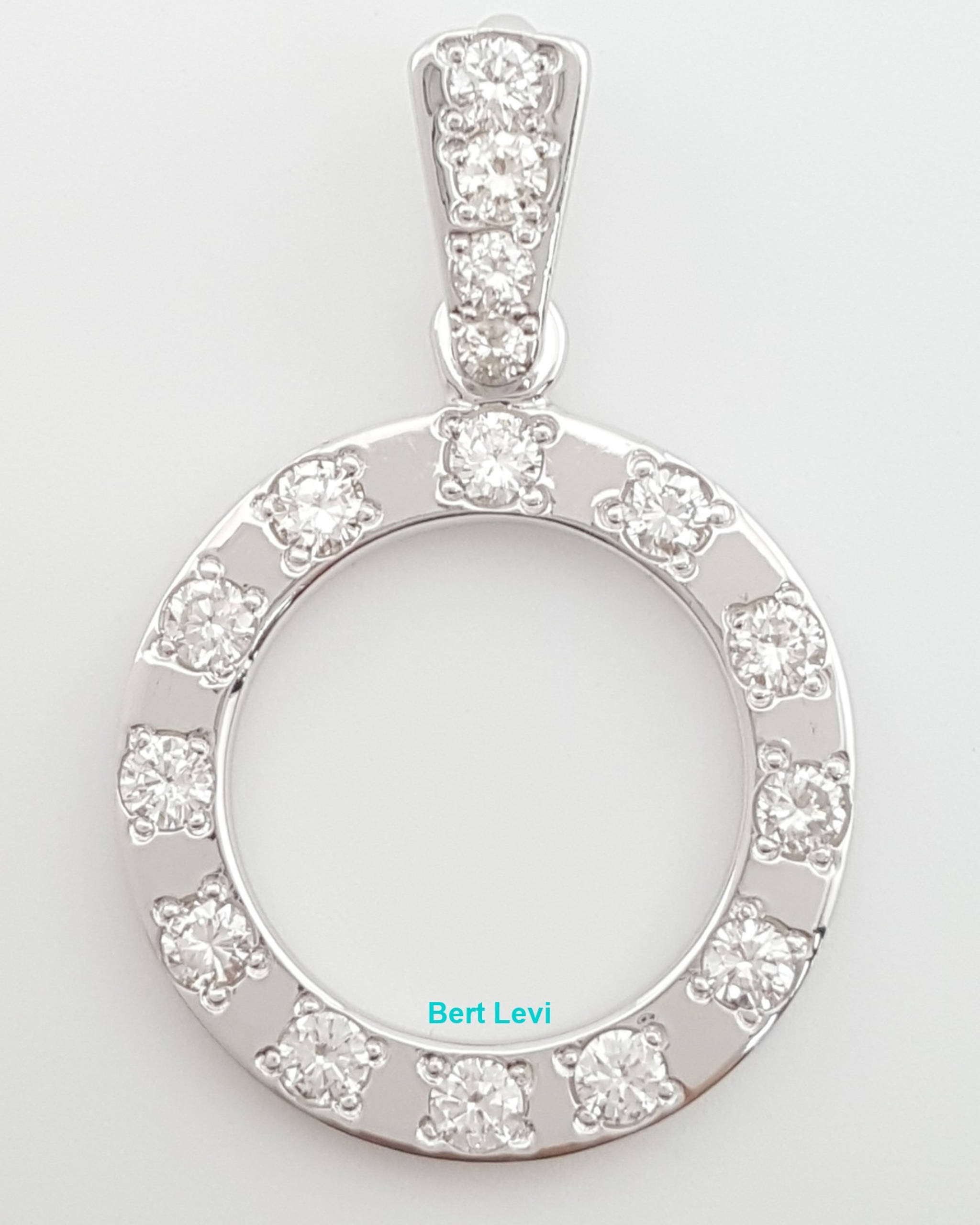 Vintage Round Diamond Circle Pendant 1.38" 2 ct 14K White Gold
