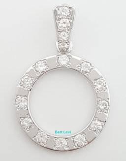 Vintage Round Diamond Circle Pendant 1.38" 2 ct 14K White Gold