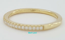 14K Yellow Gold Half Circle Round Diamond Wedding Band 0.15 ct 1.7mm Rtl $895