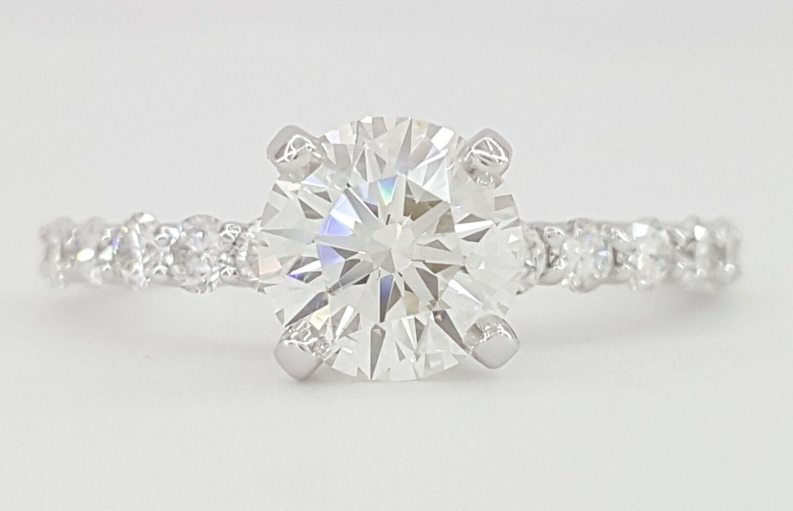 Round Brilliant Cut Diamond Engagement Ring 14K White Gold 1.4 ct GIA