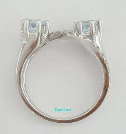 1.25 ct 14K White Gold Round Diamond & Aquamarine Two-Stone Bypass Ring