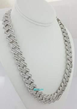 Cuban Chain Diamond 29.28 ct 14K White Gold 17.5 mm Necklace 345.7 Grams 22"