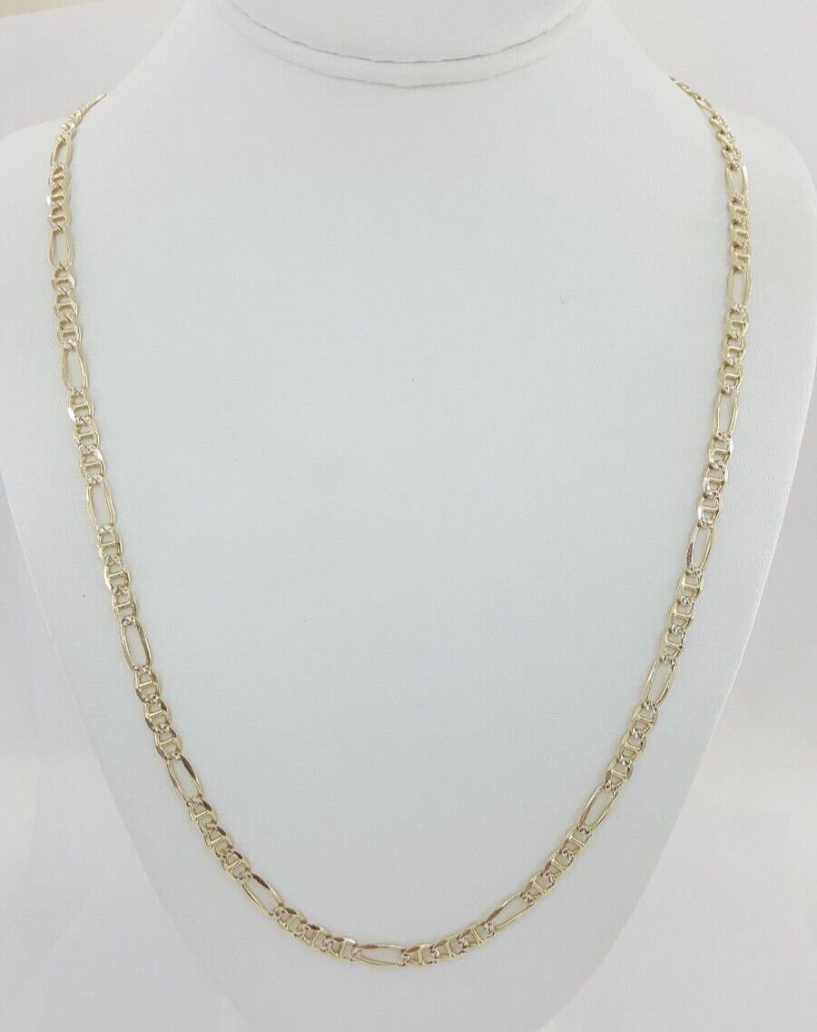 14K Yellow Gold Figaro Chain Necklace 25" Inches 18 Grams 5 mm Wide
