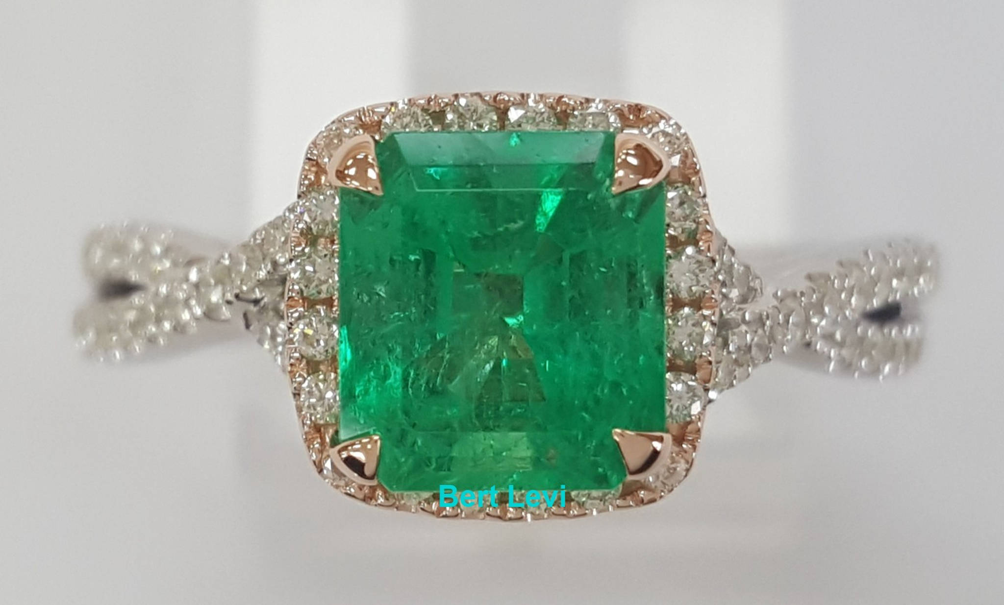 Colombian Green Emerald & Diamond Halo Crossover 14k Gold Ring 2.31 ct Rtl$12.5K