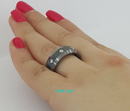 Benchmark CF97601TG 0.2 ct 3 Round Cut Diamond Beveled Edge Tungsten Band 7 mm
