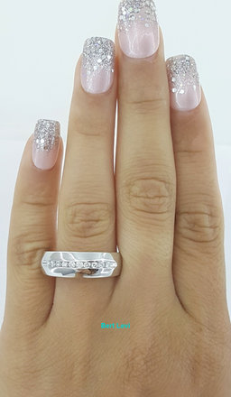 0.25 ct 14K White Gold Round Diamond Channel Set Men's Wedding Band Ring 7mm
