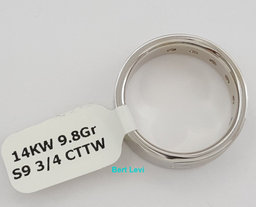Round & Baguette Cut Diamond 0.75 ct 14K White Gold Wedding Band Ring 7 mm 9.8g