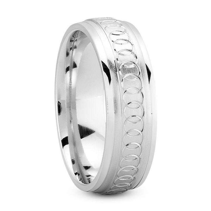 Mens 14KT White Gold Platinum Traditional Wedding Band M1131
