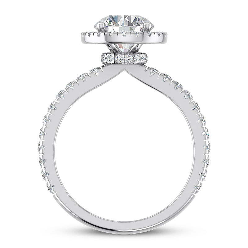 Thumbnail: Ladies 14KT White Gold Platinum Round Diamond Engagement Rings ENR9840-1.5