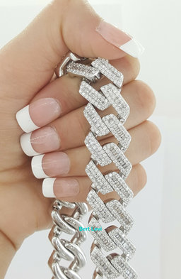 Cuban Chain Diamond 29.28 ct 14K White Gold 17.5 mm Necklace 345.7 Grams 22"