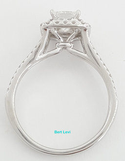 Princess Diamond Double Halo Split Shank Engagement Ring 1.33 ct 14k W Gold $7k