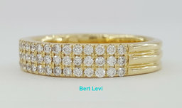 0.57 ct 3 Three Row Diamond Pave Half Circle Wedding Anniv. Ring 14k Gold Sz 6