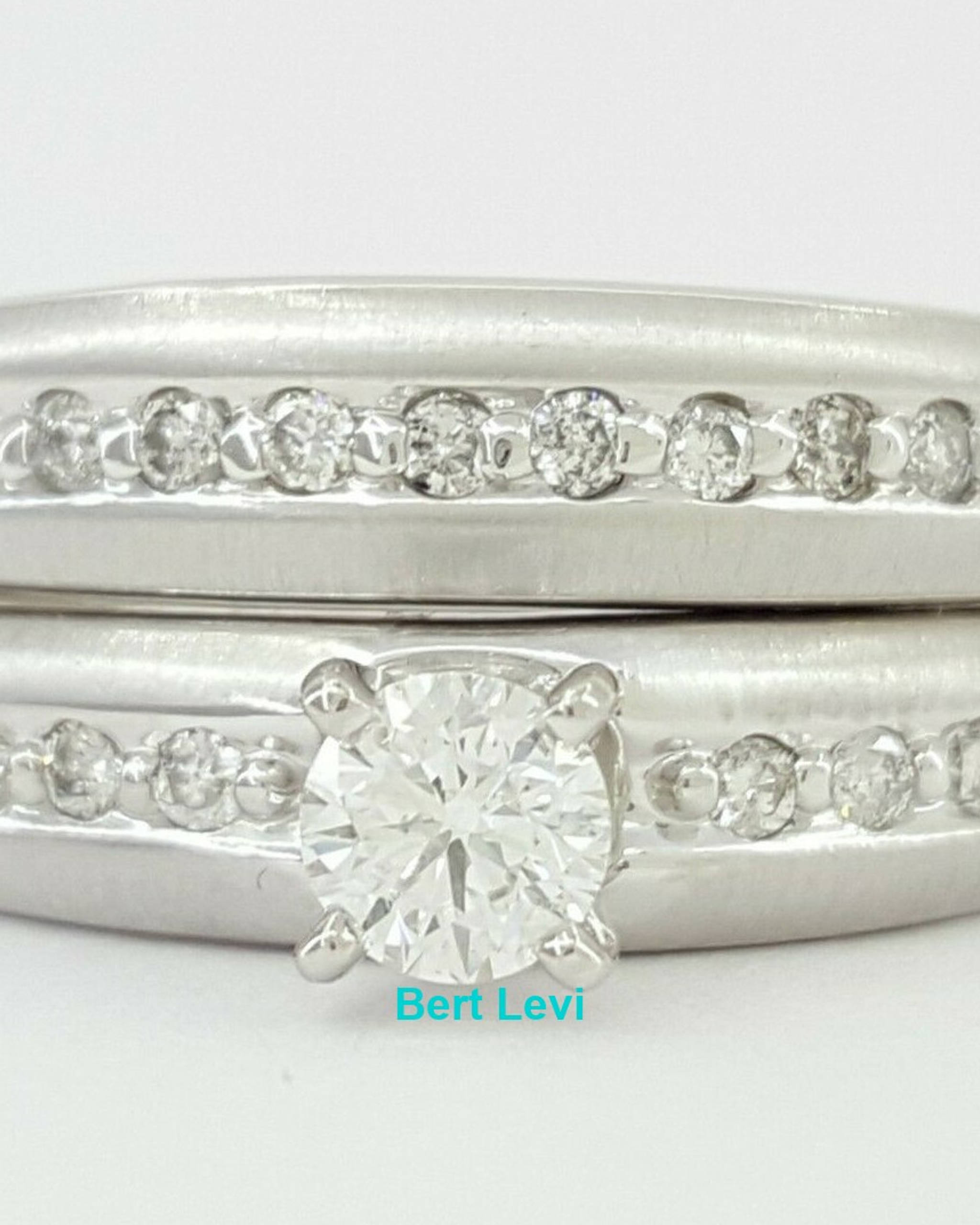 Tessler & Weiss 0.43 ct 14K White Gold Round Cut Diamond Engagement Ring Set 