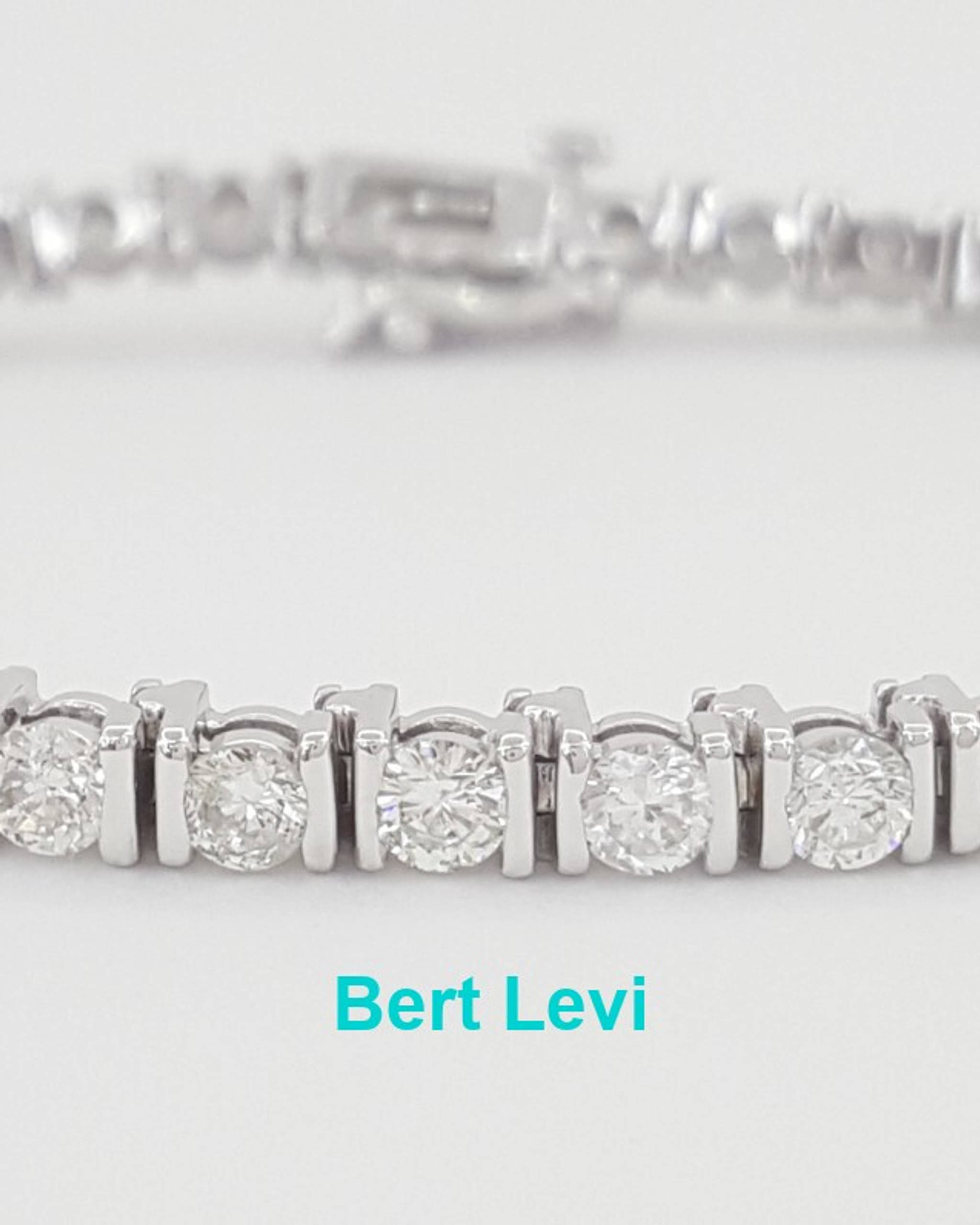 Round Brilliant Diamond Tennis Bracelet 5 ct Bar-Set 14K White Gold 7"