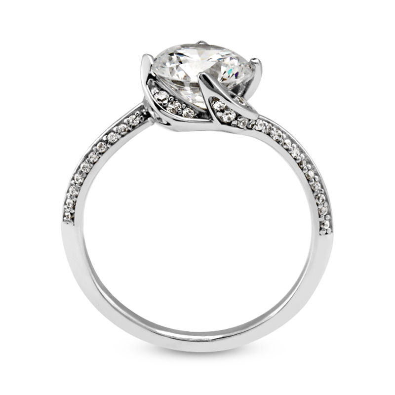 Thumbnail: Ladies 14KT White Gold Platinum Fancy Engagement Ring ENR9327-1