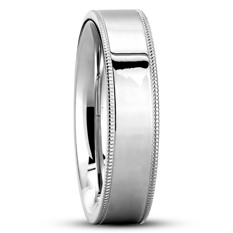 Ladies 14KT White Gold Platinum Traditional Wedding Band FCM