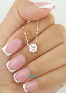 Natural Round Diamond Solitaire Necklace 1.01 ct 14K White Gold GIA Rtl $6,500