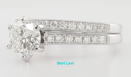 Round Brilliant Diamond Engagement Ring Set 1.36 ct 14k White Gold Retail $8K