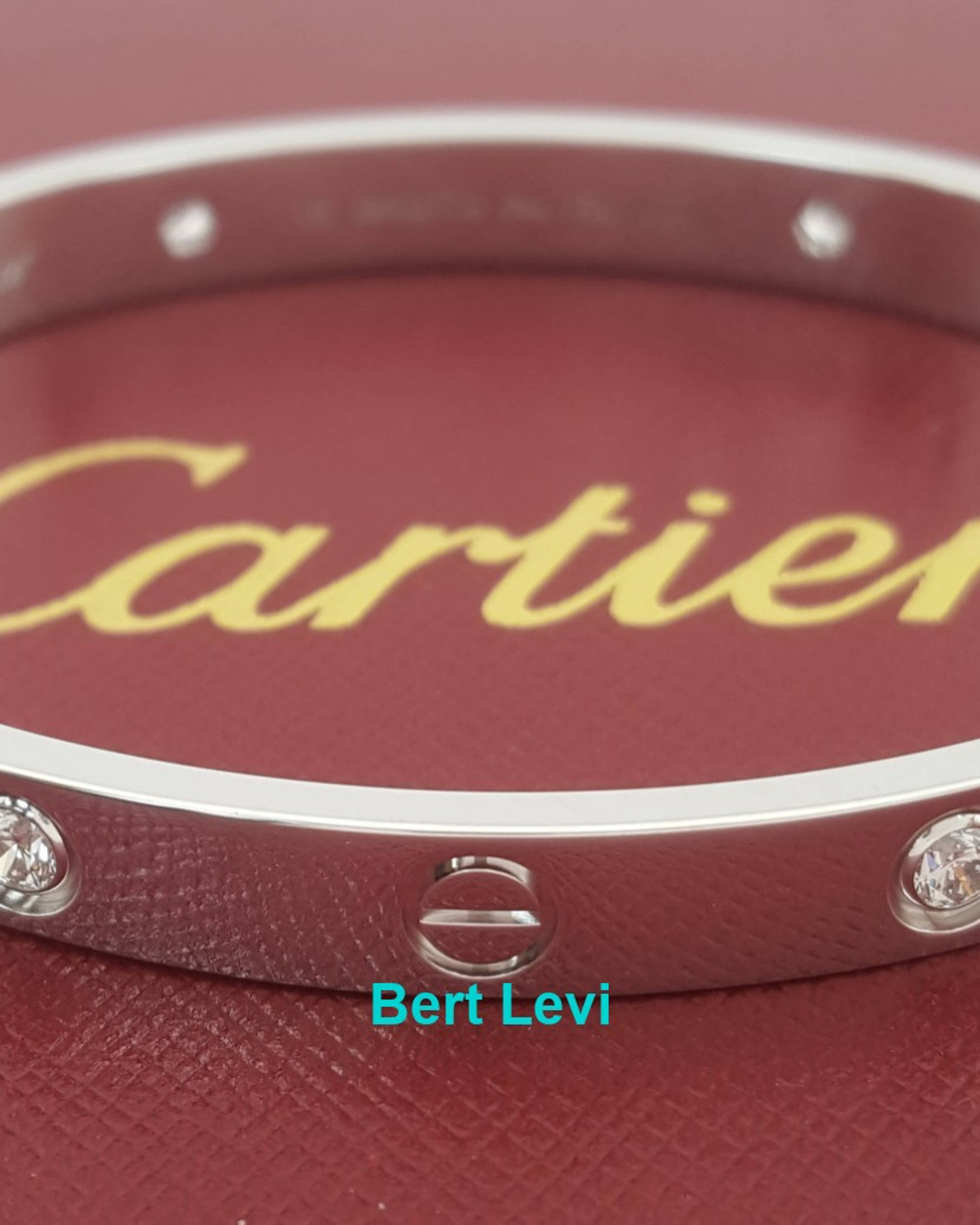 Cartier LOVE 18K White Gold 4 Diamonds 0.42 ct Bracelet SZ 16 Rtl $14,000
