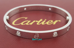 Cartier LOVE 18K White Gold 4 Diamonds 0.42 ct Bracelet SZ 16 Rtl $14,000