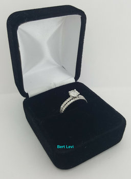 Round Cut Diamond Engagement Ring Set 0.97 ct 14K White Gold H/VS1 GIA