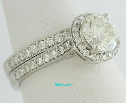1.32 ct Martin Flyer Round 14k Gold Round Diamond Engagement & Wedding Band Set