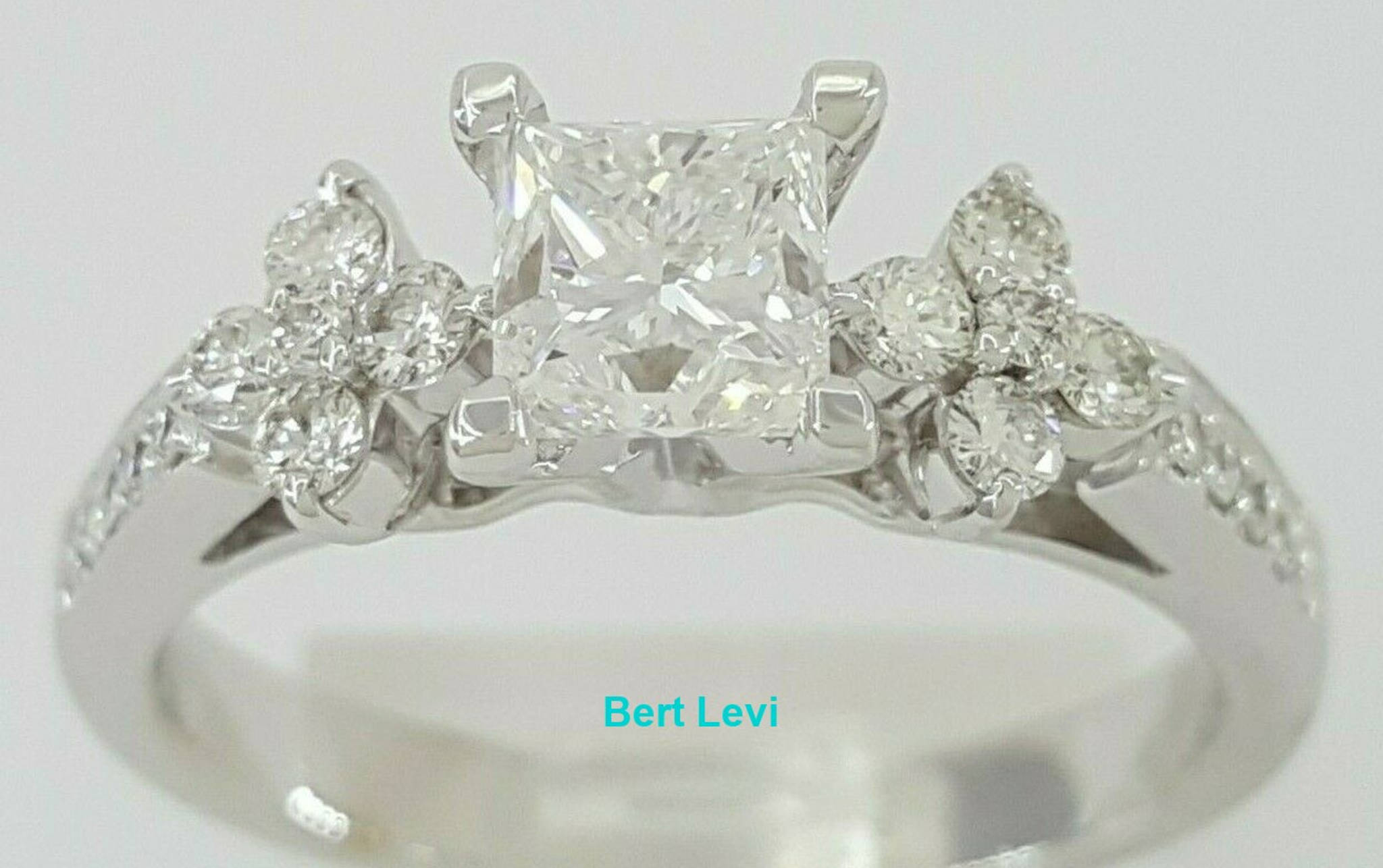 Princess Cut Diamond Engagement Ring 1.30 ct 18K White Gold D/VS2 Rtl $10,000