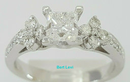 Princess Cut Diamond Engagement Ring 1.30 ct 18K White Gold D/VS2 Rtl $10,000