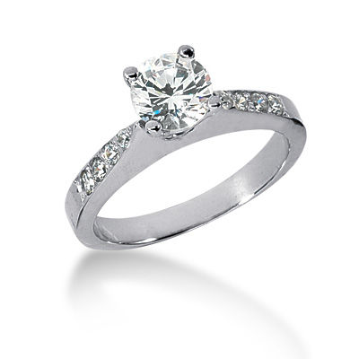 Ladies 14KT White Gold Platinum Fancy Engagement Set ENS554-A