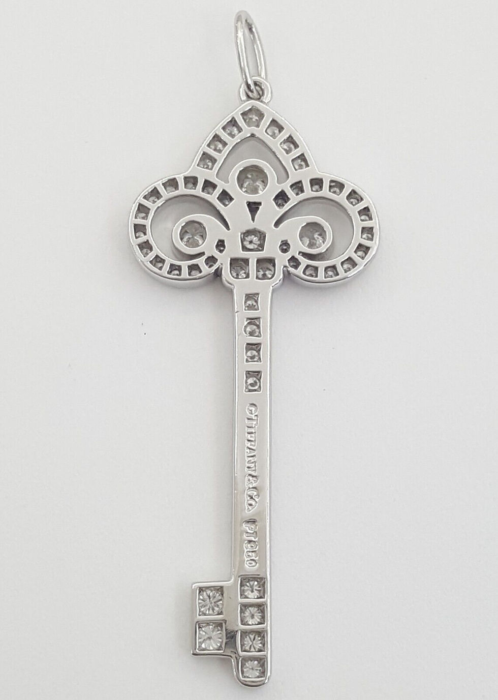 Thumbnail: Tiffany & Co. Diamond Fleur de Lis Key Pendant Platinum 1.5" Retail $7,200