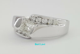 14K White Gold 0.76ct Princess Brilliant Cut Diamond Channel Set Engagement Ring