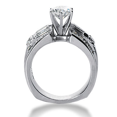 Thumbnail: Ladies 14KT White Gold Platinum Fancy Engagement Ring ENR2668