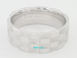 Benchmark Wedding Band 14k White Gold 8 mm 10.5 grams Size 10 Checkered Pattern