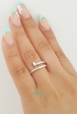Cartier Juste Un Clou 18k White Gold Small Model Ring Sz 55 US 7.25 Rtl $1,580