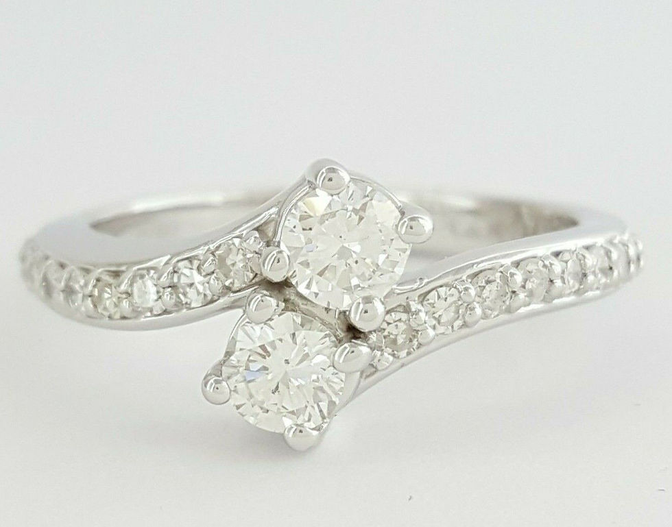 Two-Stone 0.72 ct 14K White Gold Round Cut Diamond Engagement Ring