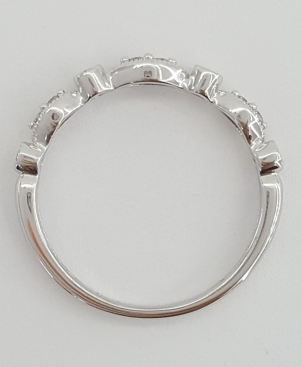 Thumbnail: White Gold Half Circle Round Diamond Marquise Style Wedding Band Ring 0.12ct 10k