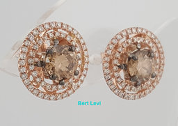 LeVian Le Vian Chocolate Diamond Double Halo Earrings 14k Strawberry Gold 2.12ct