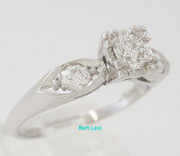 0.53 ct Antique Vintage Platinum Round Transition Cut Diamond Engagement Ring