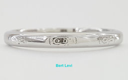 Vintage Art Carved Hand Engraved Wedding Band Ring 18k White Gold 2.3 mm