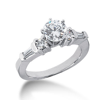 Ladies 14KT White Gold Platinum Fancy Engagement Ring ENR2041